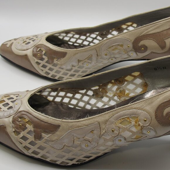 Magaret Jerrold brown and bone cut-work leather heels - 8.5N - Picture 7 of 15
